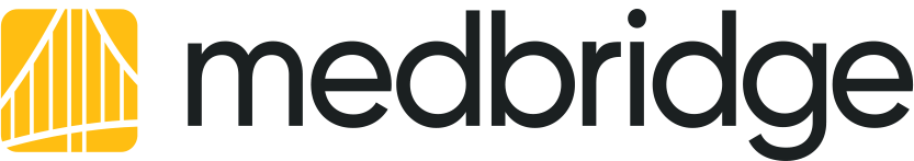Medbridge logo with bold black text and yellow graphics on the left.
